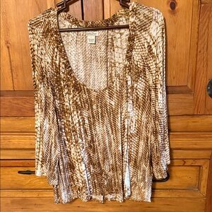 Lucky Brand Tan Snake Print Women's Blouse